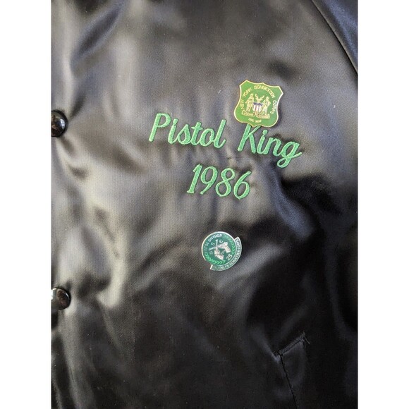 VTG Pistol King 1986 Brooklyn Schuetzen Corp + Pins Nylon Bomber Jckt Sz M OOAK - Picture 4 of 16